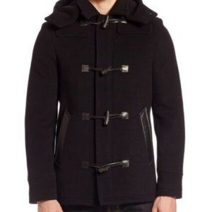 THE KOOPLES Black Wool Military  Hooded Duffle Coat